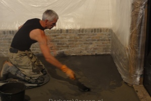 Gepleisterde cementdekvloer