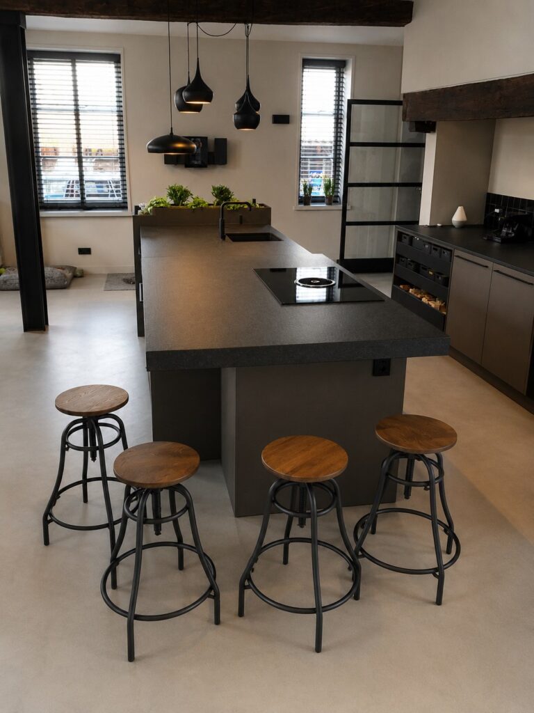 Kookeiland op Design Woonbeton in Sand Grey — Veldhoven